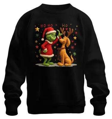 Produktbild von Grinch gestrickt Wolle Rentier Weihnachten lustig Retro Sweatshirt Pullover, Schwarz, XXL