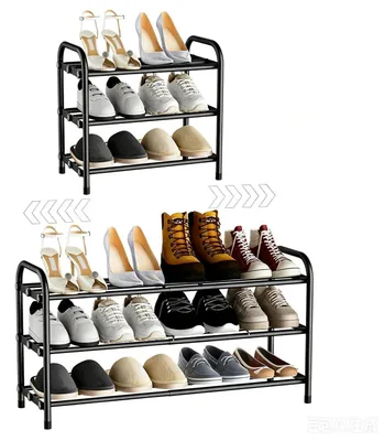 Immagine prodotto di Scaffale metallico a 3 ripiani, estensibile da 45 a 85 cm, colore nero