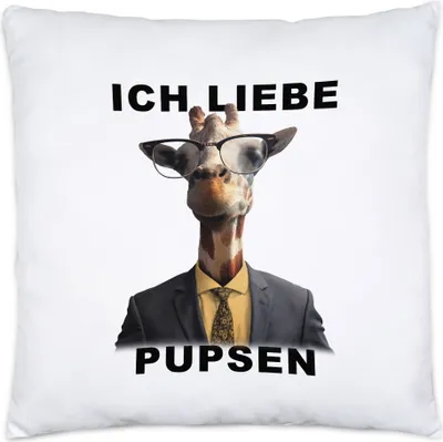 Produktbild von Ich Liebe Pupsen Kissen Inkl. Füllung Büro-Tasse Beamter Behörde Lustig Humorvoll Giraffe