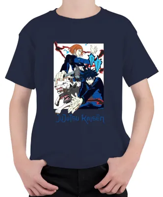 Immagine prodotto di Jujutsu Kaisen Fushiguro Nobara Shikigami Dogs Anime Vintage Maglietta unisex per bambini, Navy, 104