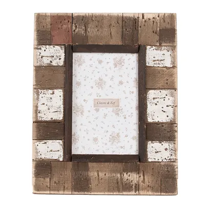 Produktbild von Clayre & Eef Bilderrahmen 10x15 cm Braun Weiß Holz