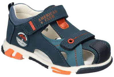 Produktbild von American Club XD188, Kinder Sandalen geschlossen Klettverschluss Leder-Einlegesohle bequem, Navy 26