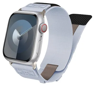Produktbild von Für Apple Watch SE 2023 44mm Design Geflochtenes Nylon Ersatz Armband Hellblau