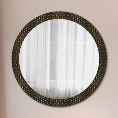 Produktbild von Spiegel Rund mit Aufdruck - Wandspiegel Design Wandmontage – Badspiegel - Rundspiegel - Sechseckig Geometrie - Runder: Ø90cm