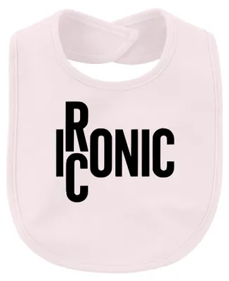 Immagine prodotto di Scritta iconica, design urbano, minimalista, stile retrò, bavaglino per neonato, rosa