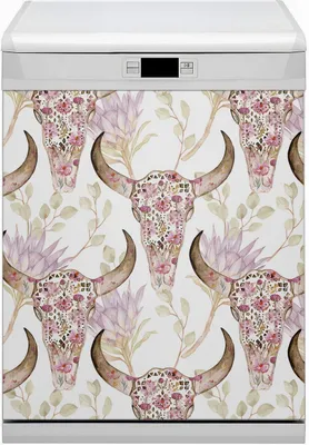 Produktbild von Magnet für Spülmaschine Abwaschbar 60x70 cm Magnet für Spülmaschine Magnetmatte Nachbildung - Schädel in Blumen