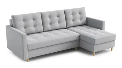Produktbild von AX LIVING Kleine Couch L Form Nesbit 224cm Hellgrau mit Schlaffunktion&Bettkasten