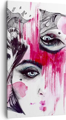 Produktbild von Bild auf Leinwand - Leinwandbild - Frauen Gesichter Augen illustration - 45x80cm - Wand Bild - Wanddeko - Leinwanddruck - Bilder - Kunstdruck - Leinwand bilder - Wandkunst - PA45x80-3095