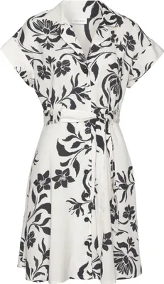 Produktbild von LASCANA Hemdblusenkleid beige-schwarz bedruckt Größe 44