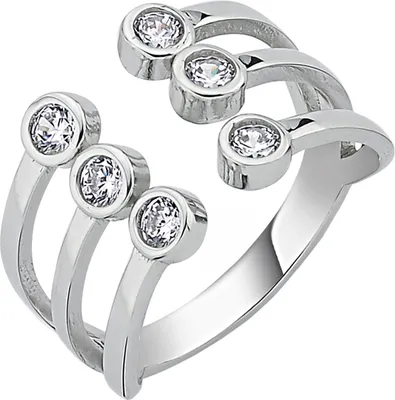 Produktbild von Gr. 54 Damen Ring offen 925 Sterling Silber 6 Zirkonia Silberring