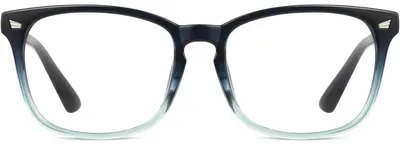 Image de Lunettes de soleil Hornbrille, sans correction, dégradé de bleu, protection UV400, avec étui et chiffon
