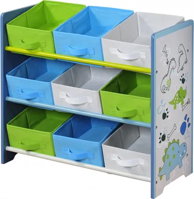 Obrázok produktu pre Detský úložný regál s 9ti látkovými boxy, modrý