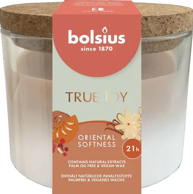 Produktbild von Bolsius Duftkerze mit Korkdeckel True Joy orange Oriental Softness
