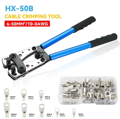 Image de Pince à sertir pour cosses - HX-50B - Sertissage hexagonal - 6–50 mm² - AWG 10–0 - 390 mm - Acier au carbone - Pour cosses