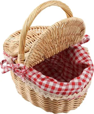 Produktbild von Famanu Picknickkorb aus Rattan mit Deckel und Innenfutter - ideal für Picknicks, Feiern und Grillabende