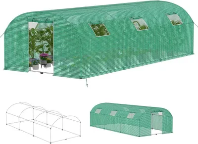 Obrázek produktu pro Skleník QEENTOE, fóliový skleník, zahradní tunel s rámem z pozinkované oceli, skleník pro pěstování rajčat, zelenina, rozměry 3x6x2 metry