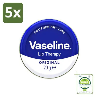 Image de 5 x Vaseline Original, baume à lèvres thérapeutique, 20 g - Lot de 5 pièces