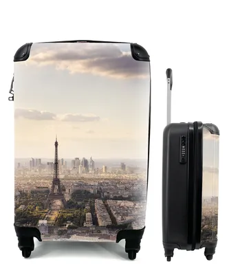 Produktbild von MuchoWow® Koffer Handgepäck Trolley Rollkoffer Kleine Reisekoffer mit 4 Rollen - Paris - Eiffelturm - Himmel - Cabin Size < 55x40x23 cm & 55x40x20 cm - Fotokoffer - Kabinenkoffer - Boardgepäck - Reise-Box - Reisekoffer - Reisegepäck - Koffer mit Bild - Trolley für Kinder