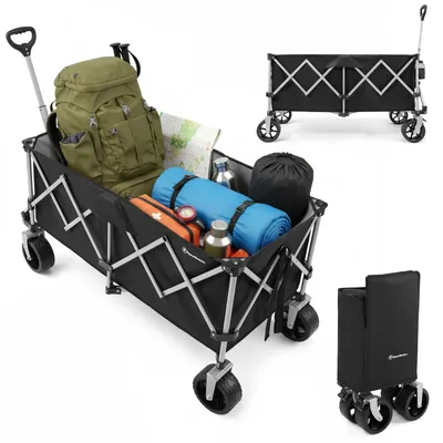 Produktbild von Transportwagen - Faltbarer XXL Bollerwagen für Strand und Garten - Handwagen für Einkäufe und Ausflüge - Schwarz