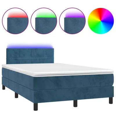 Produktbild von Boxspringbett mit Matratze & LED Dunkelblau 120x190 cm Samt