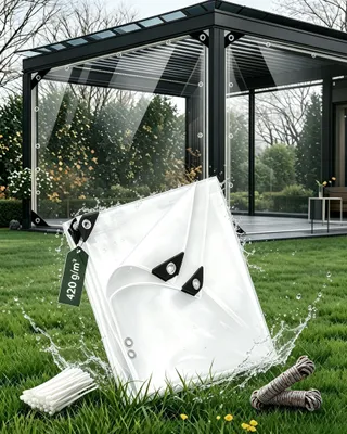 Imagen del producto de Lona transparente de 2.5 x 3.5 metros, impermeable
