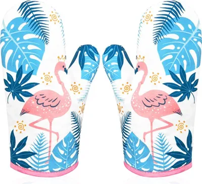 Produktbild von Ofenhandschuh Topfhandschuhe, Topflappen Handschuh Backhandschuhe Backofen Handschuhe Oven Gloves 2 Pack Weiß