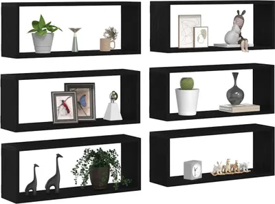 Produktbild von Wandregale mit Regal 6 pcs Schwarz Eichen-Optik 60 x 15 x 23 cm