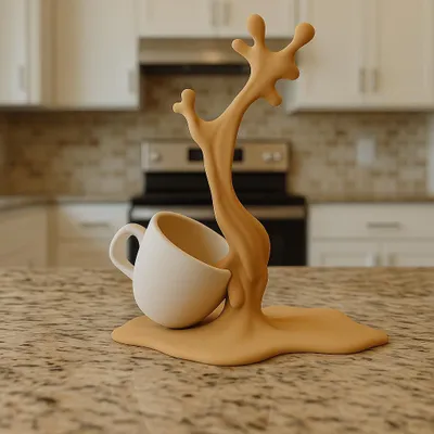 3D-gedruckte Kaffeeskulptur mit Schwebeeffekt, Modell 040-096 – Decords, Produktansicht 1