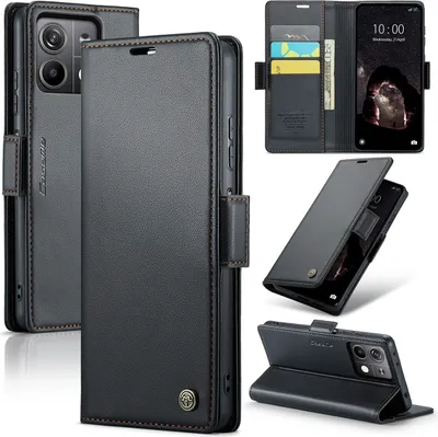 Immagine prodotto di Xiaomi Redmi Note 13 5G Case, RFID Blocking Card, Advanced Flip Custodia in pelle con funzione Stand per Xiaomi Redmi Note 13 5G nero