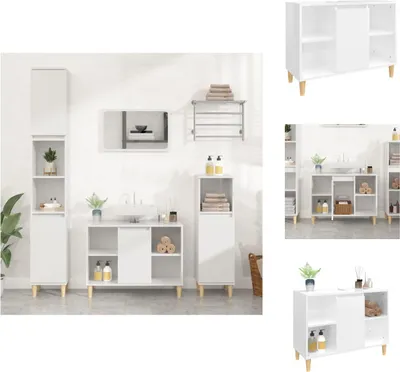 Image de vidaXL Meuble sous-lavabo blanc brillant 80x33x60cm bois composite - lavabos de salle de bains