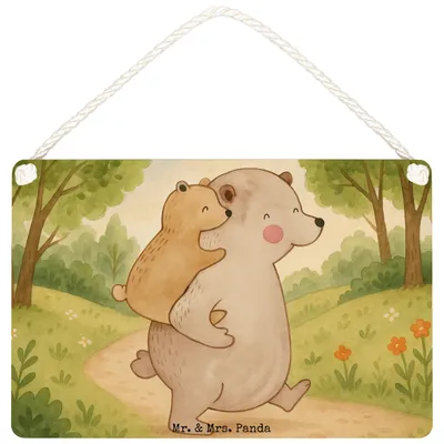 Produktbild von Mr. & Mrs. Panda Schild Papa Bär Design DIN A4 - Weiß - Geschenk, Muttertag, Geburtstag, Wandbild Holz, Vatertag, Türschild, Holzschild, kleine aufmerksamkeit, Vater