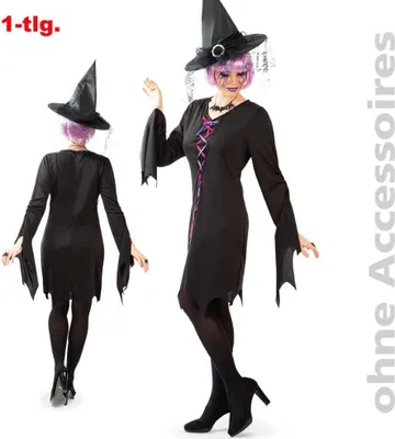 Produktbild von Hexe Runa Kleid Halloween Schwarz Fasching Karneval Party Cosplay Gr. 38