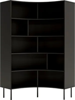 Produktbild von Horn Eckregal / Bücherregal / Hoches Regal In Bogenform / 10 Fächern / 100 Cm / Schwarz / Mit Schwarzen Beinen