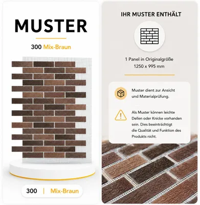 AMK Muster-Paneel 300 Mix Braun – Marmorgranulat-Oberfläche in Originalgröße, KI-generiertes Bild