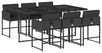 Immagine prodotto di vidaXL set da pranzo da giardino 7 pezzi con cuscini in polirattan nero