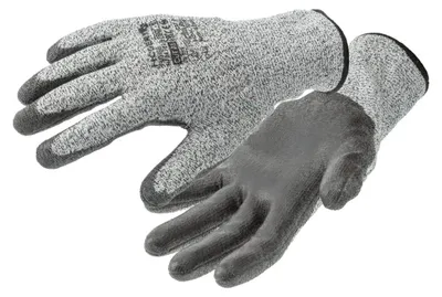 Produktbild von Schnittschutzhandschuhe schwarz, HPPE mit PolyurethanBeschichtung, EN 388 4443F, Gr. 9 – FUHSE, Högert Technik