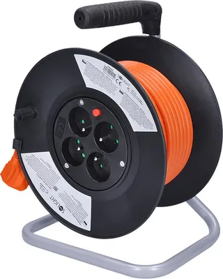 Obrázek produktu pro Solight Oranžový prodlužovací kabel na bubnu 25m, 4 zásuvky, 230V, 1.5mm2 PB03