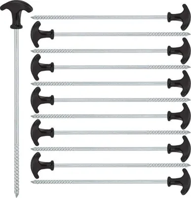 Productafbeelding van Famanu tentpennen, 12 stuks - Stevige schroefpennen voor harde ondergronden, zwart, 31 cm