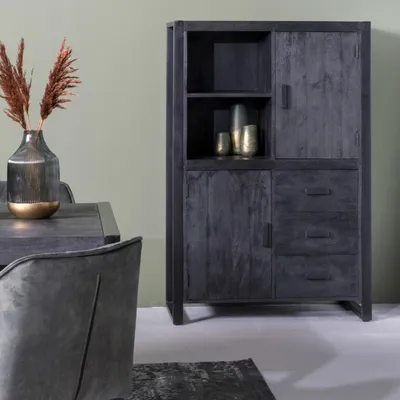 Productafbeelding van Livingfurn Kabinetkast Norris Zwart 100x150cm