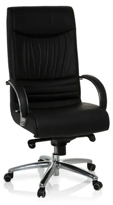 Bürostuhl XXL F 400, echtes Leder, bis 150 kg, schwarz