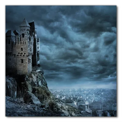 Produktbild von Wallario selbstklebende Möbelfolie/ Tischdecke für Innen und Außen, Größe: 50 x 50 cm - Altes Geisterschloss
