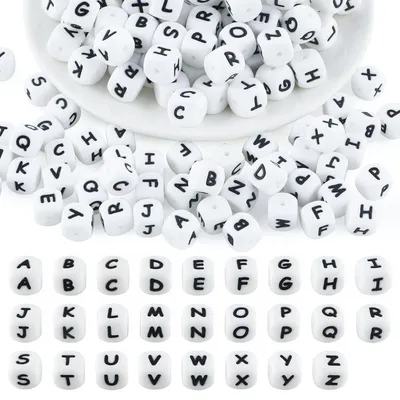 78 Silikonperlen Buchstaben A-Z, 12 mm, Bastelset