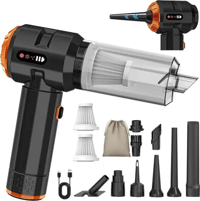Immagine prodotto di Aspirapolvere portatile senza fili – Ideale per auto e casa – 4 funzioni in 1 – Potenza di aspirazione: 22000 Pa – Colore: nero
