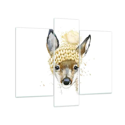 Produktbild von Bilder auf glas - Tier Hut Hirsch modern - 95x80cm - Glasbilder - Wandbilder - Kunstdruck - zum Aufhängen bereit - Wanddekoration aus Glas - Glas Bilder - Wandbild auf Glas - 3 Teile - GCB95x80-2861