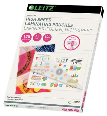 Zdjęcie produktu dla Folia do laminacji LEITZ Speed, DIN A4, błyszcząca, 250 mic