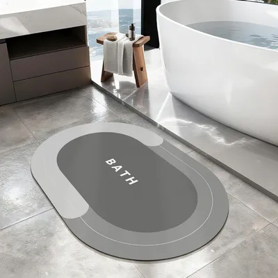Immagine prodotto di Tappetino da bagno antiscivolo, ad asciugatura rapida, altamente assorbente, grigio, 40x60 cm