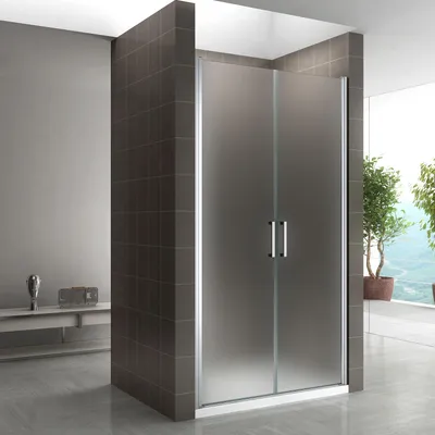 Produktbild von i-flair Duschtür 80-83 cm - Höhe: 195 cm, aus satiniertem 6 mm Sicherheitsglas, Edelstahlgriffe