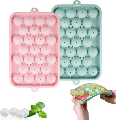 Immagine prodotto di Stampi in silicone per cubetti di ghiaccio, piccoli - Set da 2 - 25 cavità a forma di sfera