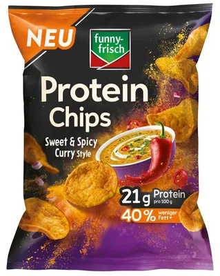 Zdjęcie produktu dla Chipsy "funny-frisch", smak: chipsy proteinowe, smak curry, opakowanie 90g