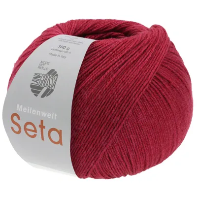 Produktbild von Lana Grossa MEILENWEIT 100 g SETA 4-fach Sockenwolle mit Seide, hochwertiges Garn Farbe 011 - Dunkelrot